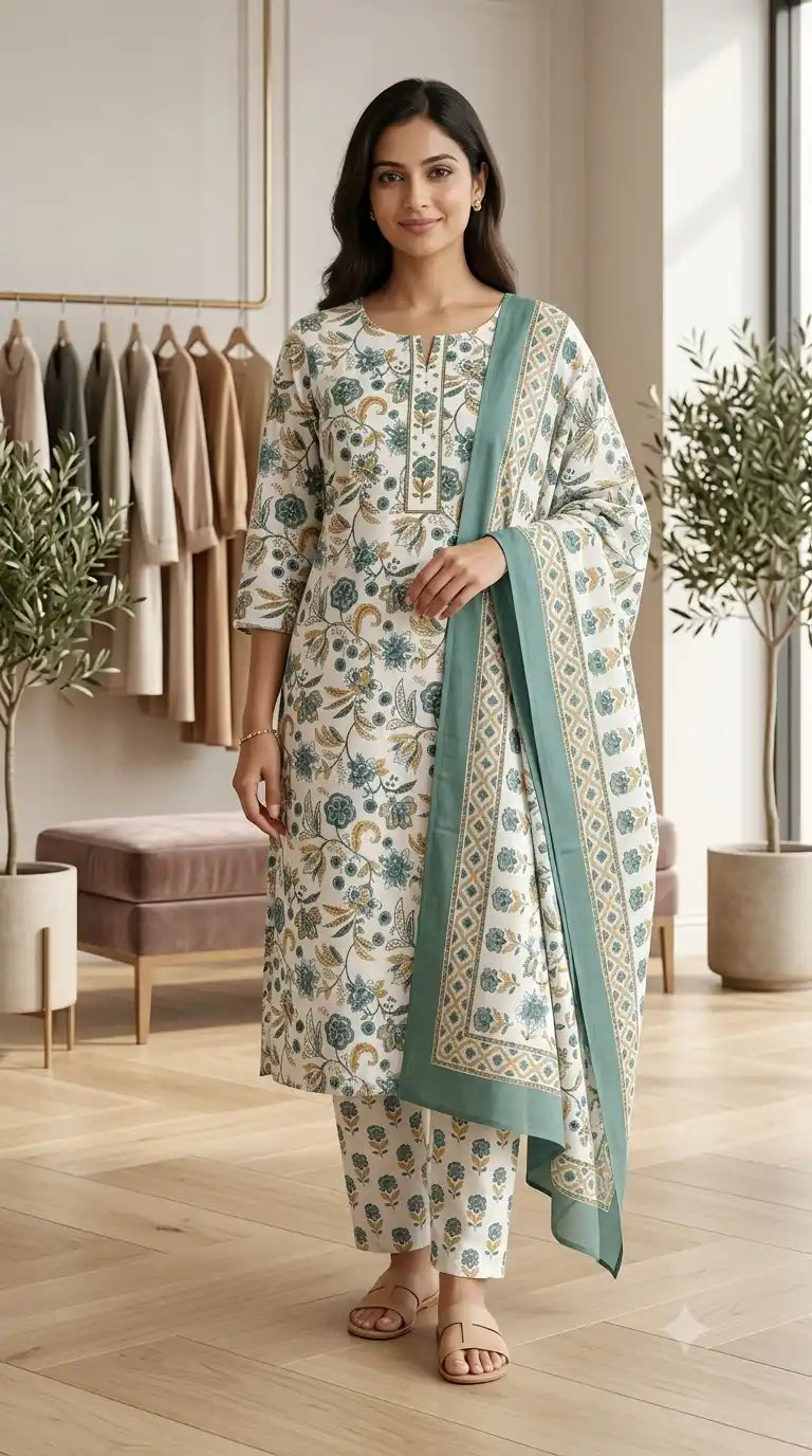 Floral Pattern Straight Cut Readymade By ASC