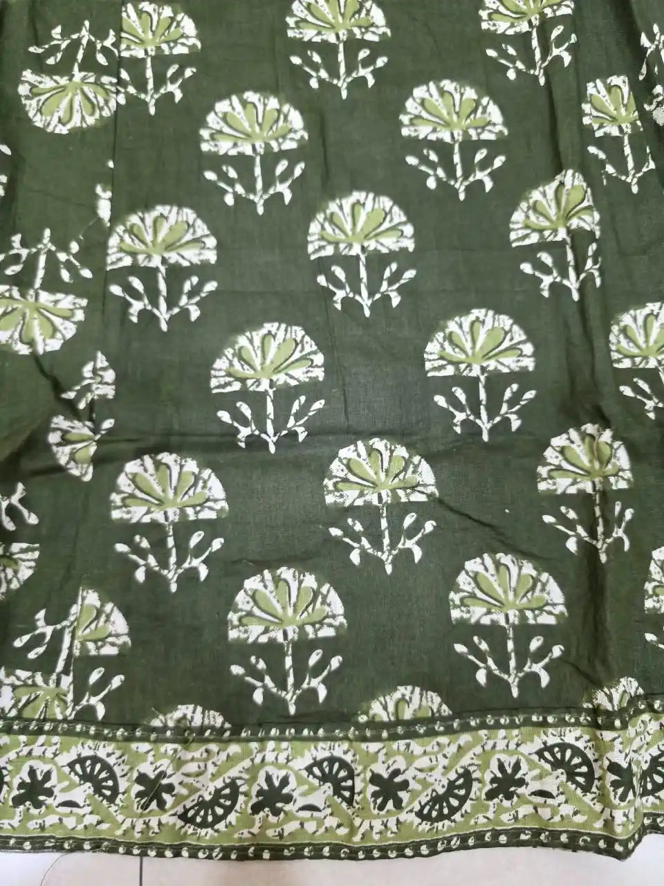 Olive Green Anarkali Pattern With Dabu Print & Hand Work By ASC