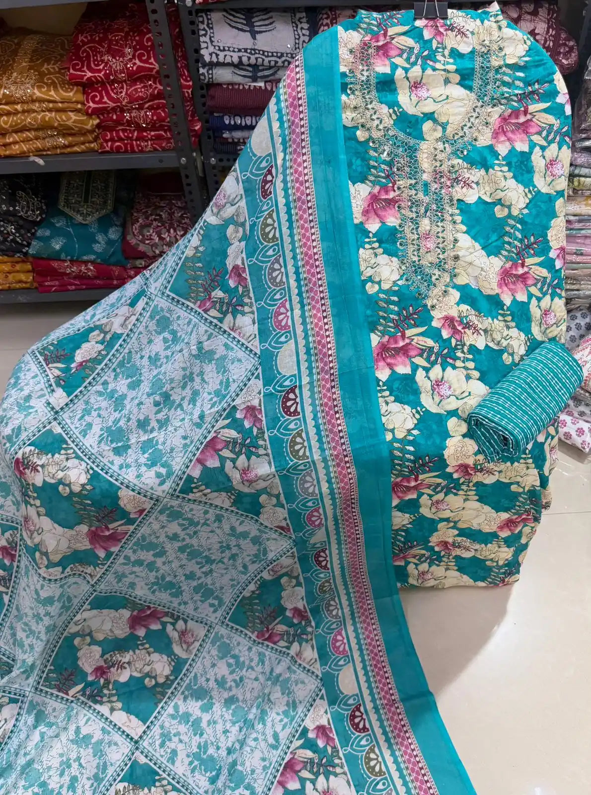 Cotton Unstitched Floral Dress Material By ASC