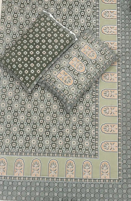 Super King Size Jaipuri Block Print Cotton Bedsheet 8x9 ft With 2 Pillow Covers by ASC Fashion Store