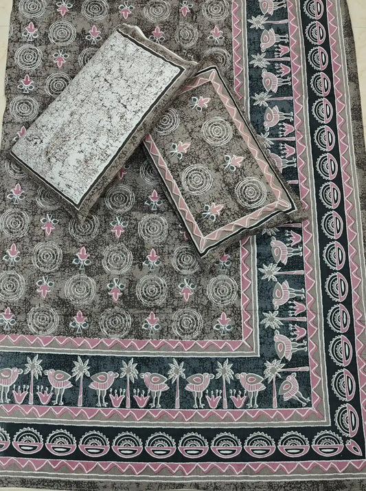 Super King Size Jaipuri Block Print Cotton Bedsheet 8x9 ft With 2 Pillow Covers by ASC Fashion Store