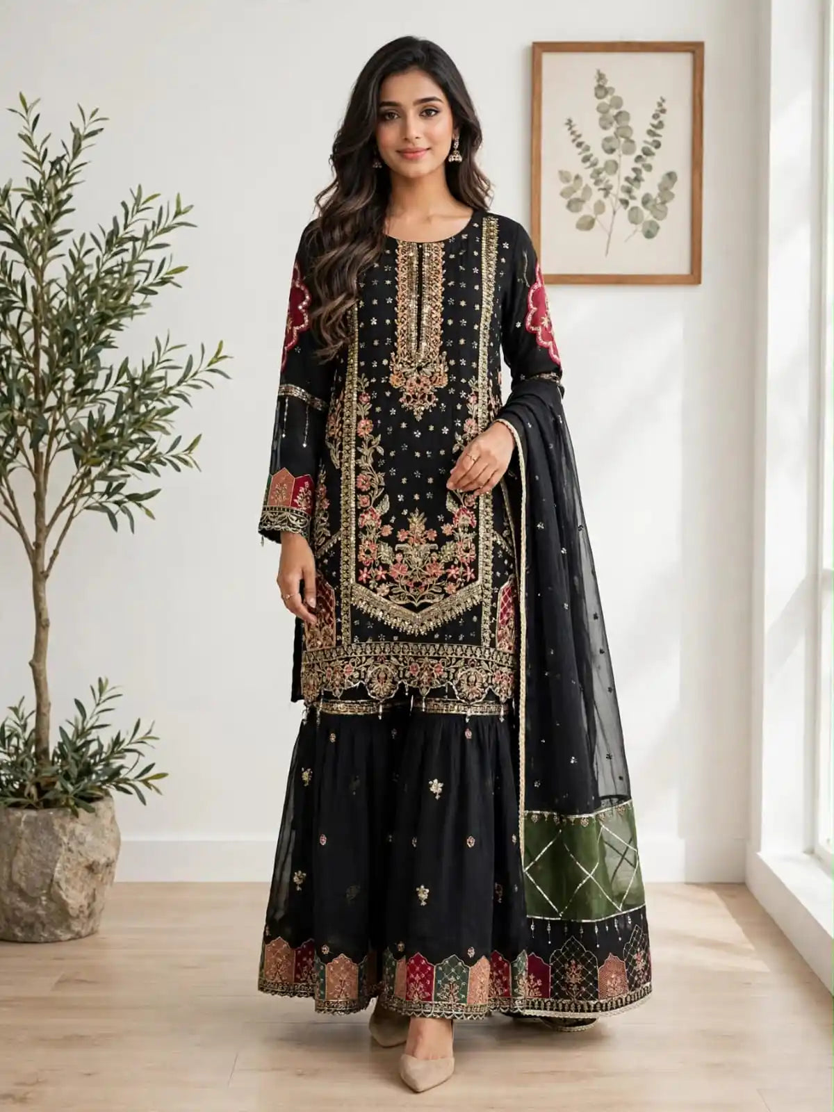 Premium Cotton Satin Garara Designer Readymade Suit By ASC