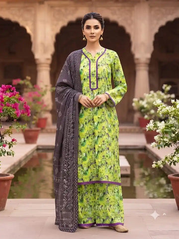 Premium Quality 16 KG RAYON DIGITAL PRINT CORD SETS With Karachi Lace pattern