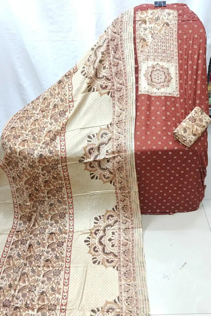 Premium Ajrakh Print Rayon Dress Material By ASC