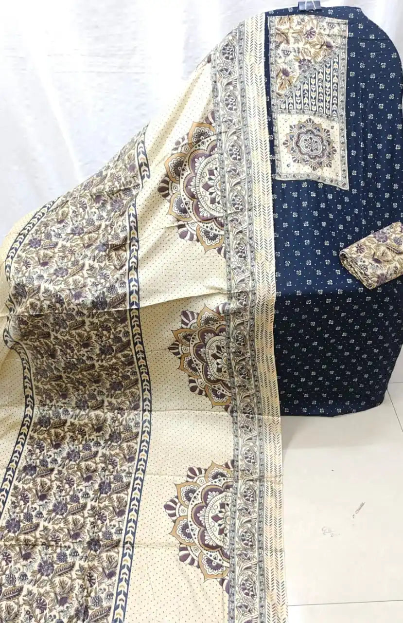 Premium Ajrakh Tabla Rayon Unstitched Suit By ASC