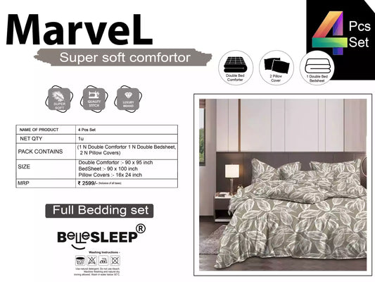 Comforter set with double bedsheet and pillow covers