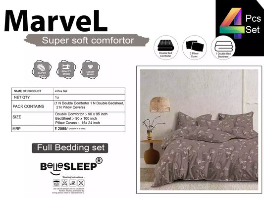Comforter set with double bedsheet and pillow covers