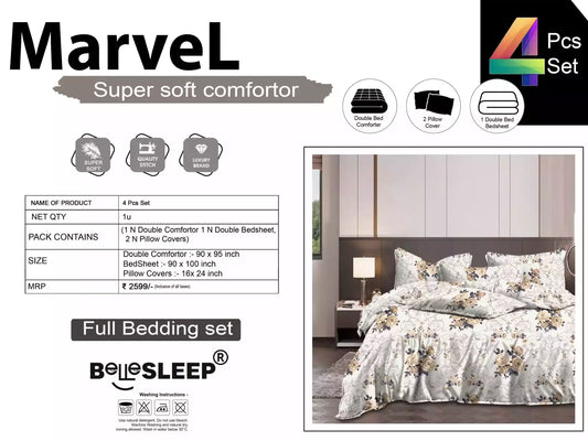 Comforter set with double bedsheet and pillow covers
