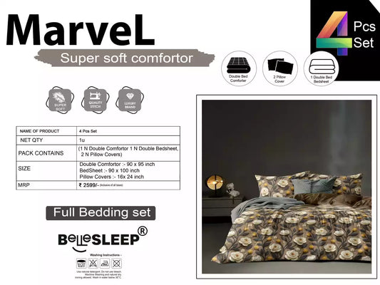 Comforter set with double bedsheet and pillow covers