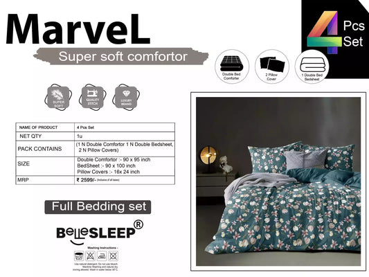 Comforter set with double bedsheet and pillow covers