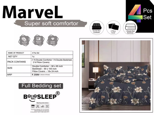 Comforter set with double bedsheet and pillow covers