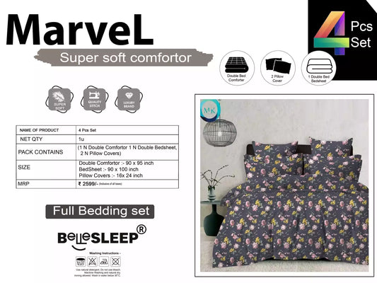 Comforter set with double bedsheet and pillow covers