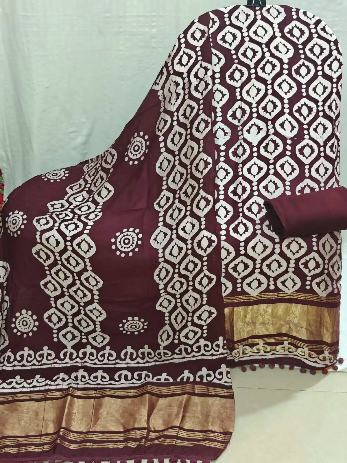 Designer Wine Modal Gajji Batic suit