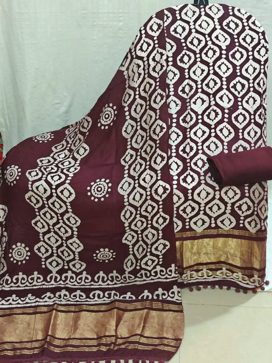 Designer Wine Modal Gajji Batic suit