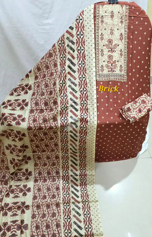 Premium Ajrakh Tapla Rayon Unstitched Suit By ASC