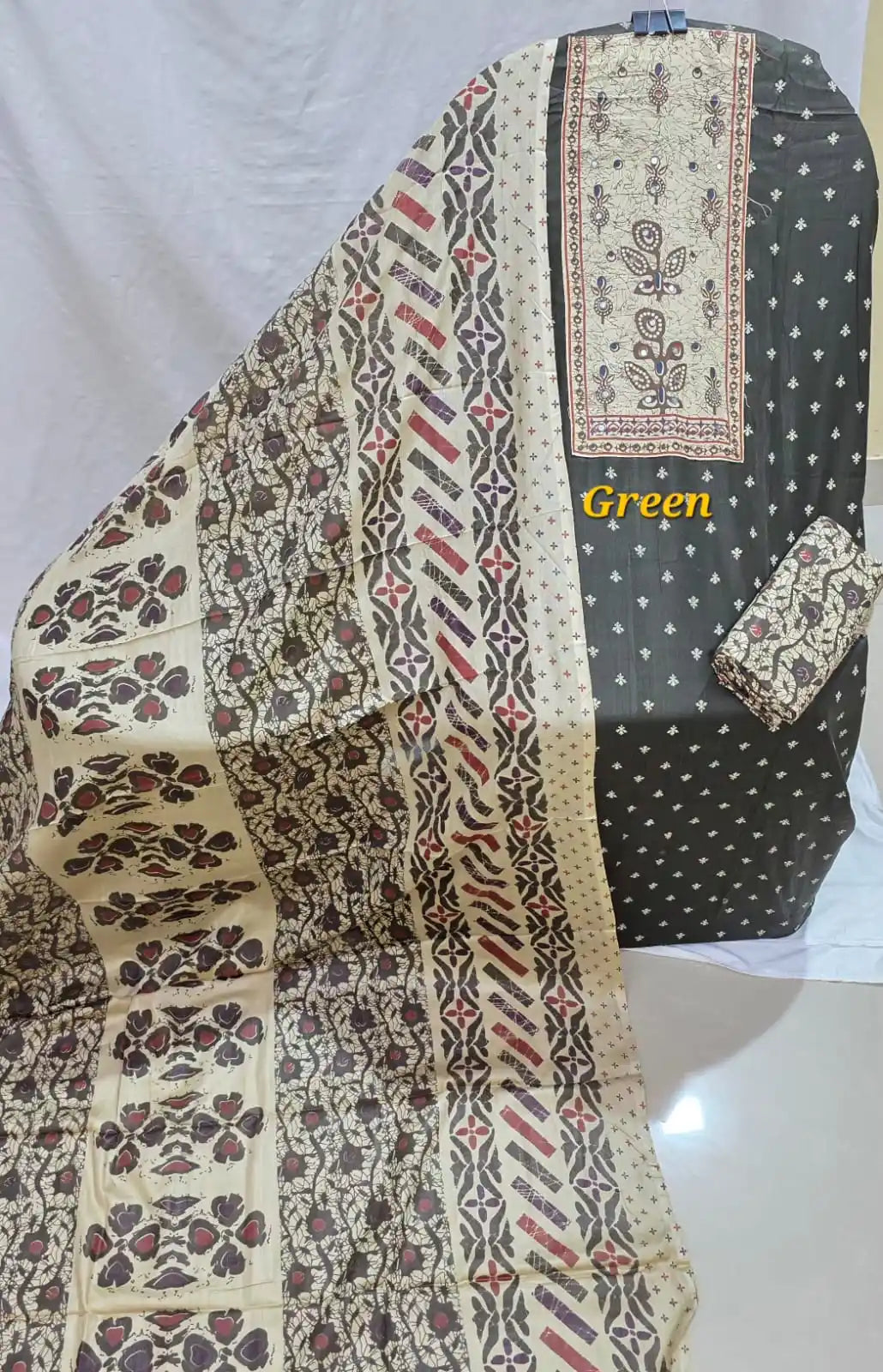 Premium Ajrakh Tabla Rayon Unstitched Suit By ASC