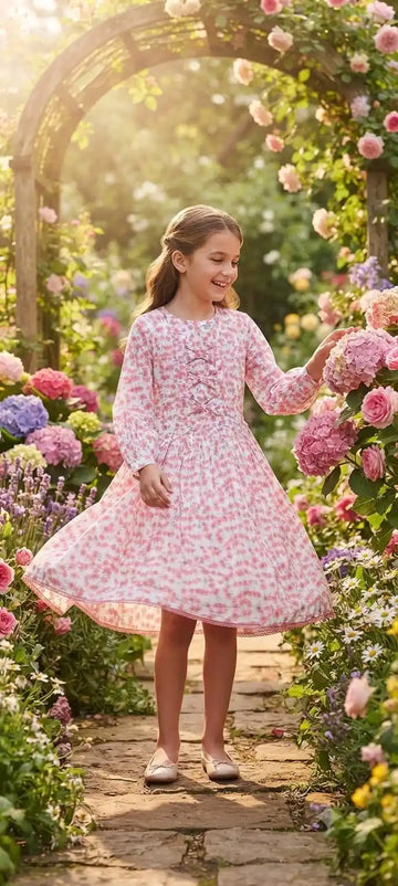 Soft Pink Sweet Pea Small Floral Frock By ASC