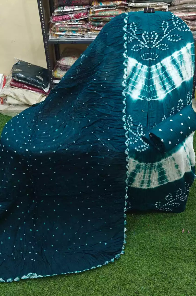 Original Tye-Dye Unstitched Bandhej Cotton Suit With Bandhej Cotton soft Dupatta and Cotton Bottom