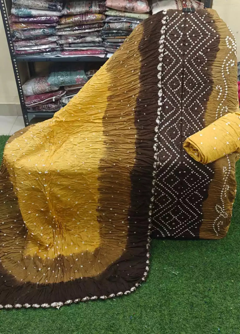 Original Tye-Dye Unstitched Bandhej Cotton Suit With Bandhej Cotton soft Dupatta and Cotton Bottom