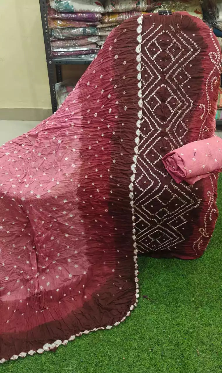 Original Tye-Dye Unstitched Bandhej Cotton Suit With Bandhej Cotton soft Dupatta and Cotton Bottom