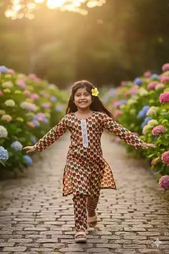 Girls Delightful Cotton Printed Co-Ord Set by ASC