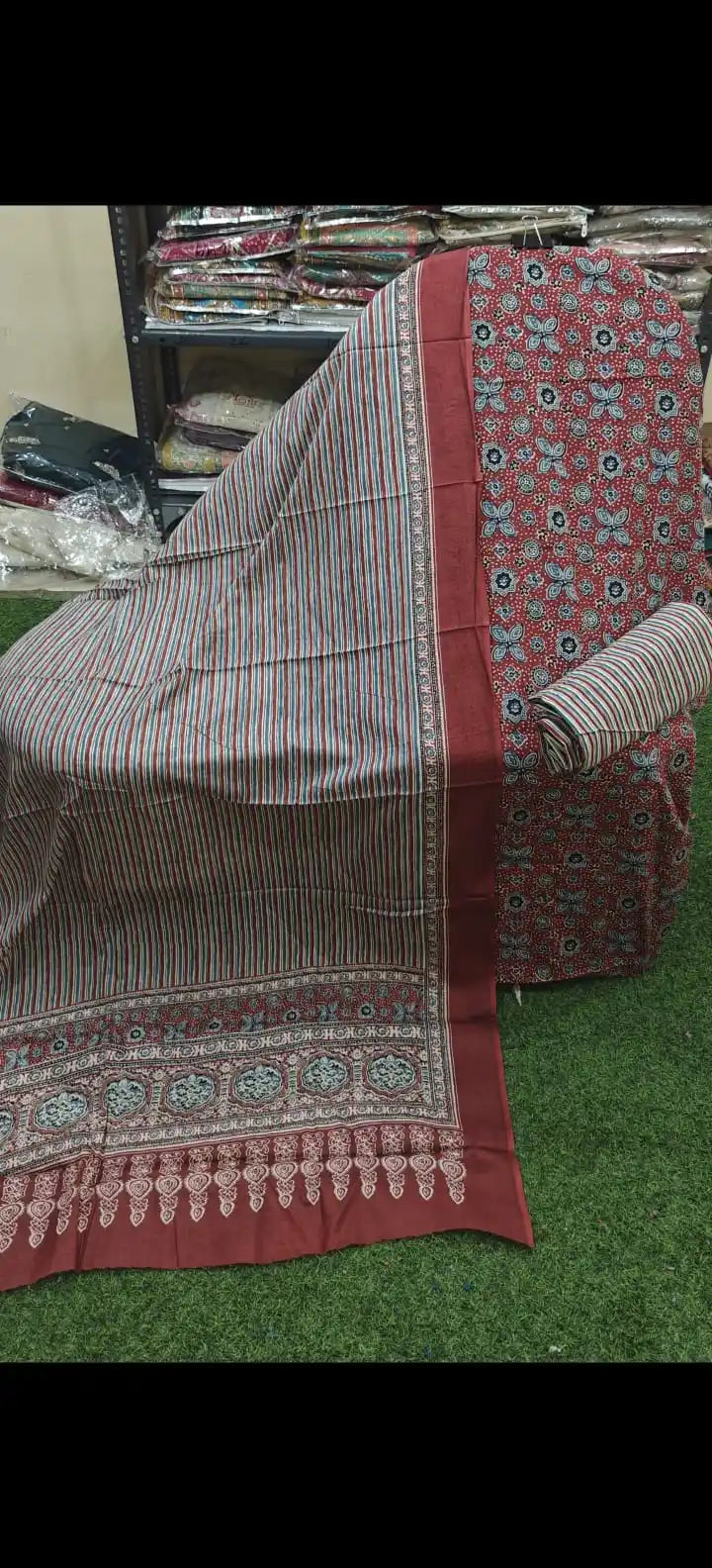 Terracotta Red Ajrakh Cotton Salwar Suit  ASC Fashion Store
