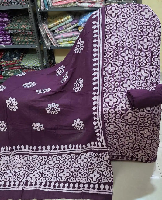 Black Floral Batik Cotton Suit By ASC