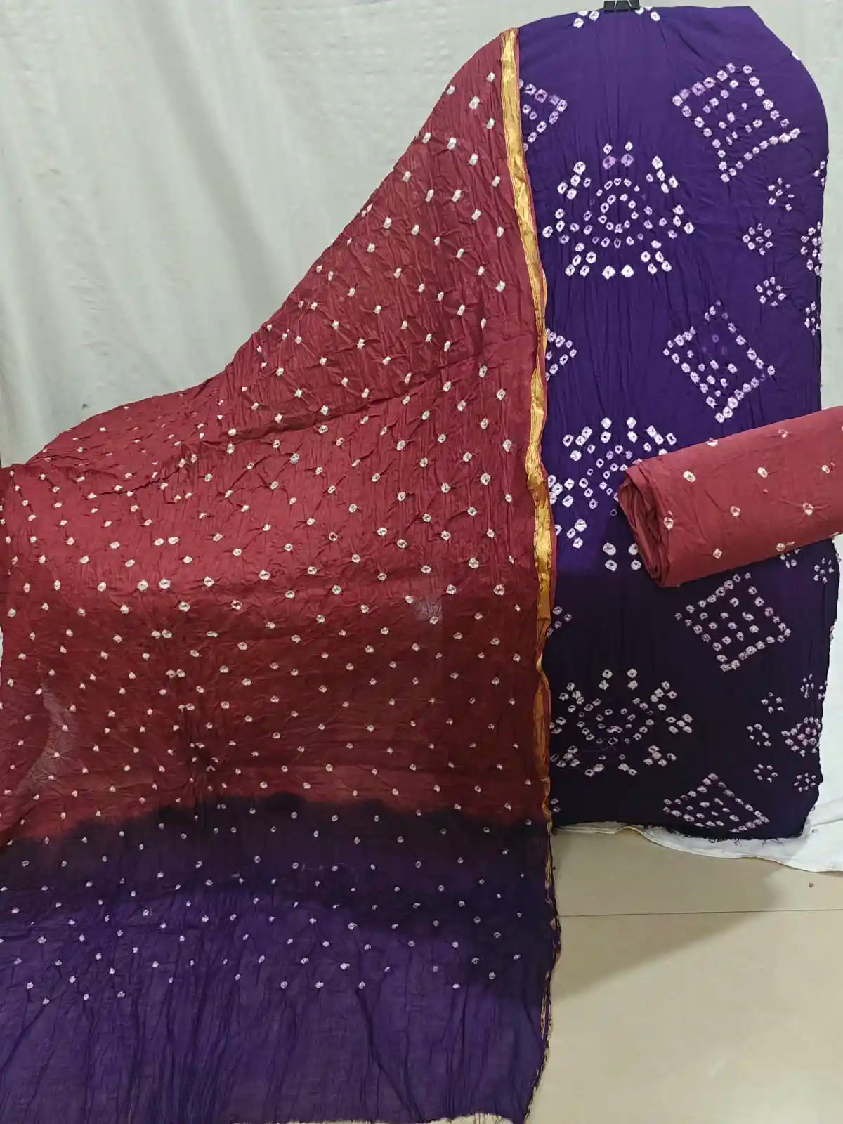 Ethnic Wear Bandhani Unstitched Suit Material By ASC