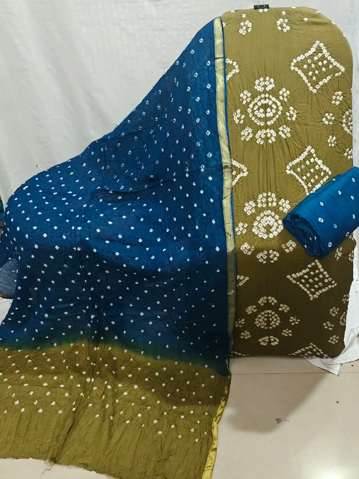 Premium Bandhani Cotton Unstitched Dress Suit By ASC