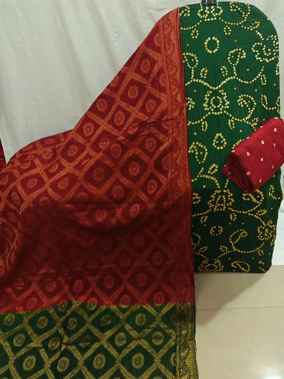 Premium Bandhani Suit Material with Banarasi Dupatta By ASC