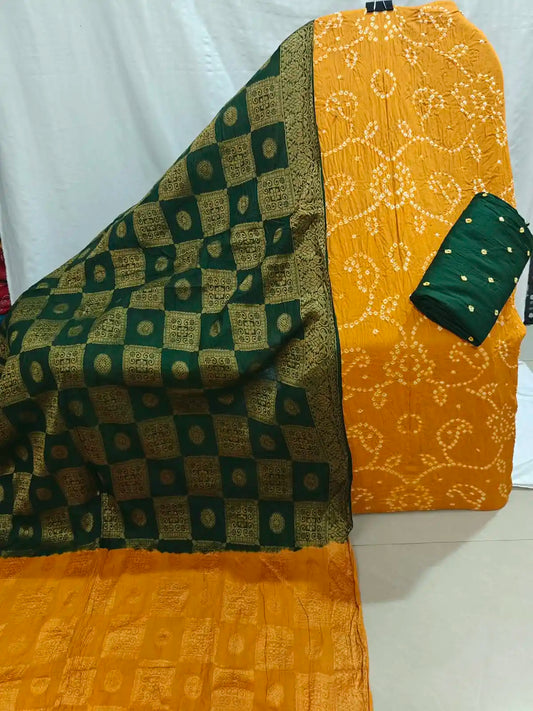 Premium Bandhani Suit Set with Banarasi Dupatta By ASC