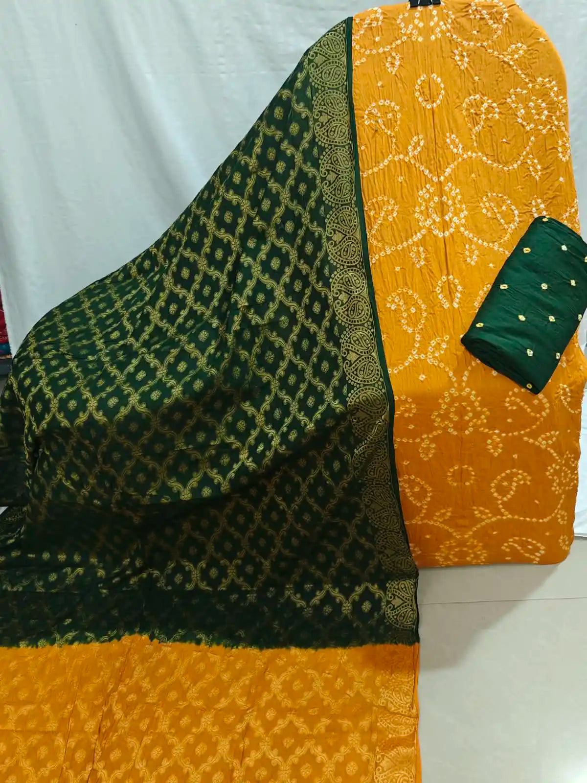 Premium Ethnic Bandhani Dress Material with Banarasi Dupatta By ASC