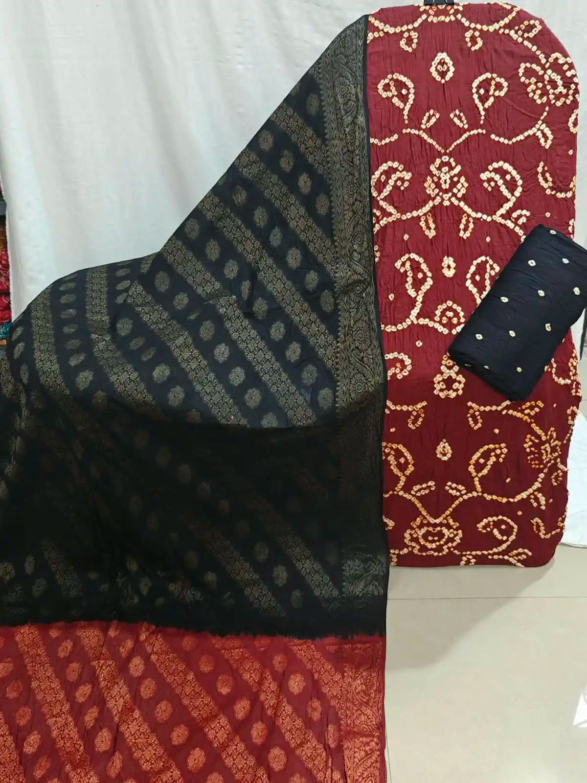 Traditional Ethnic Bandhani Suit Material with Banarasi Dupatta By ASC