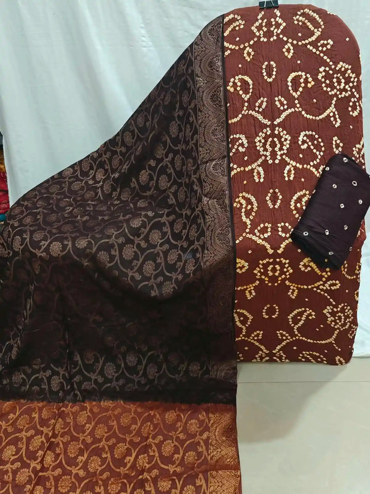 Classic Bandhani Dress Material Set with Banarasi Dupatta By ASC