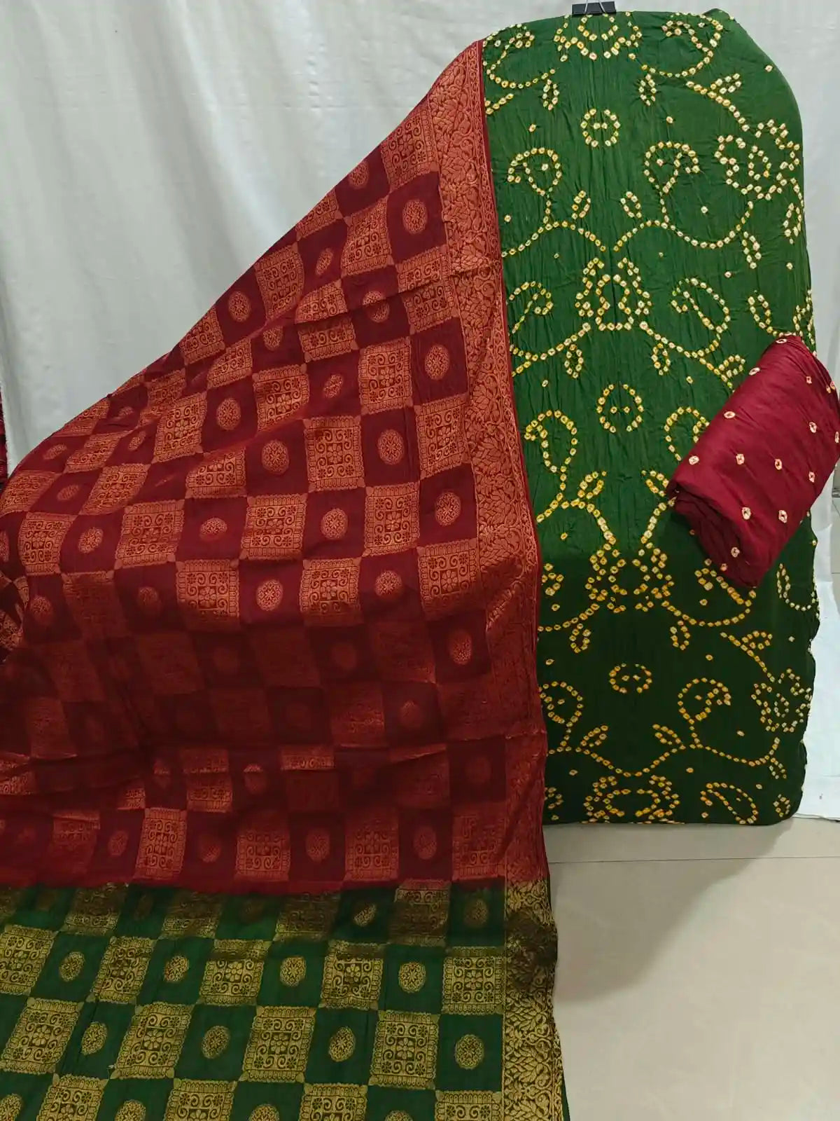 Ethnic Bandhani Print Dress Material with Banarasi Dupatta By ASC