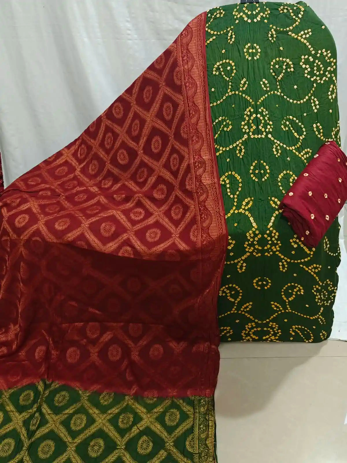 Premium Bandhani Suit Material with Banarasi Dupatta By ASC
