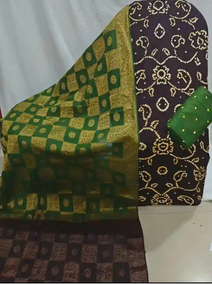 Premium Bandhani Suit Material with Banarasi Dupatta By ASC