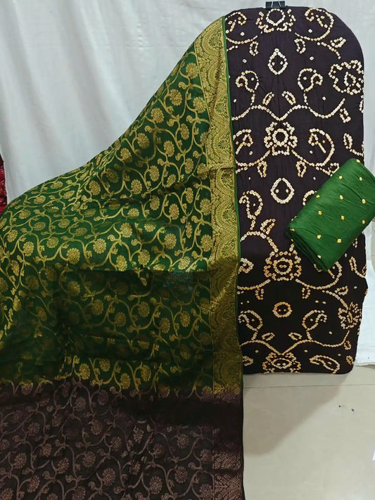 Premium Bandhani Suit Material with Banarasi Dupatta By ASC