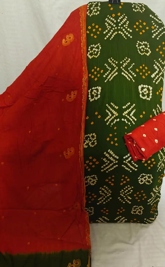 Cotton Bandhani Unstitched Suit By ASC