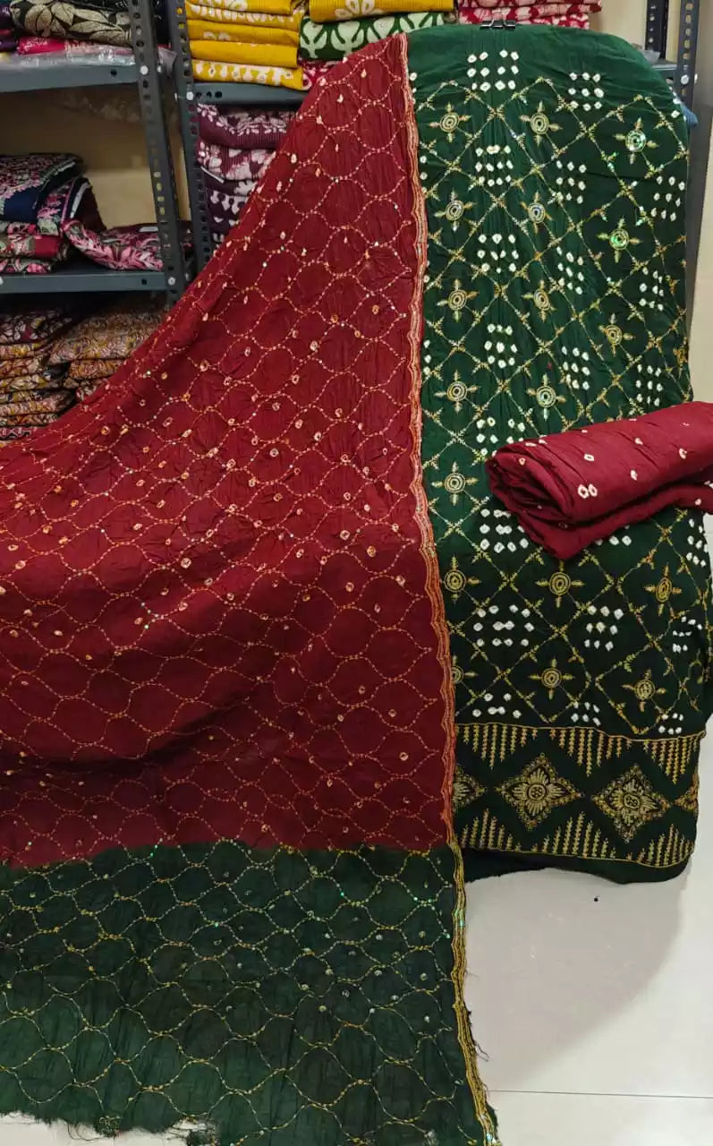 Bandhani Print Suit With Heavy Embroidery Work & Matching Dupatta