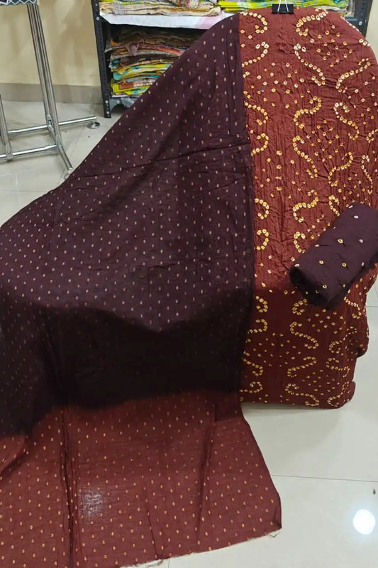 ASC Bandhani Cotton Unstitched Dress Material with Dupatta
