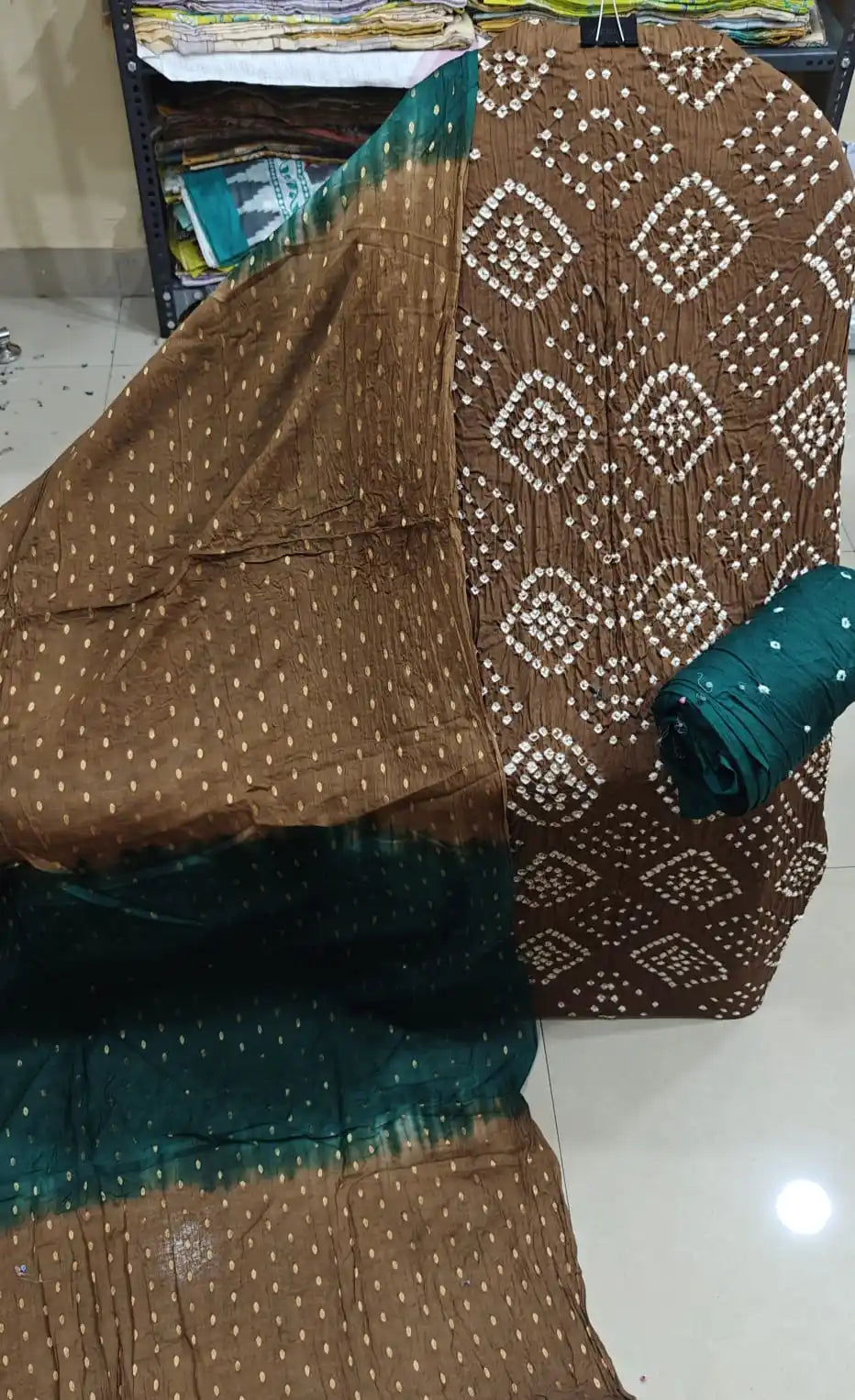 Cotton Bandhani Suit Fabric with Dupatta By ASC