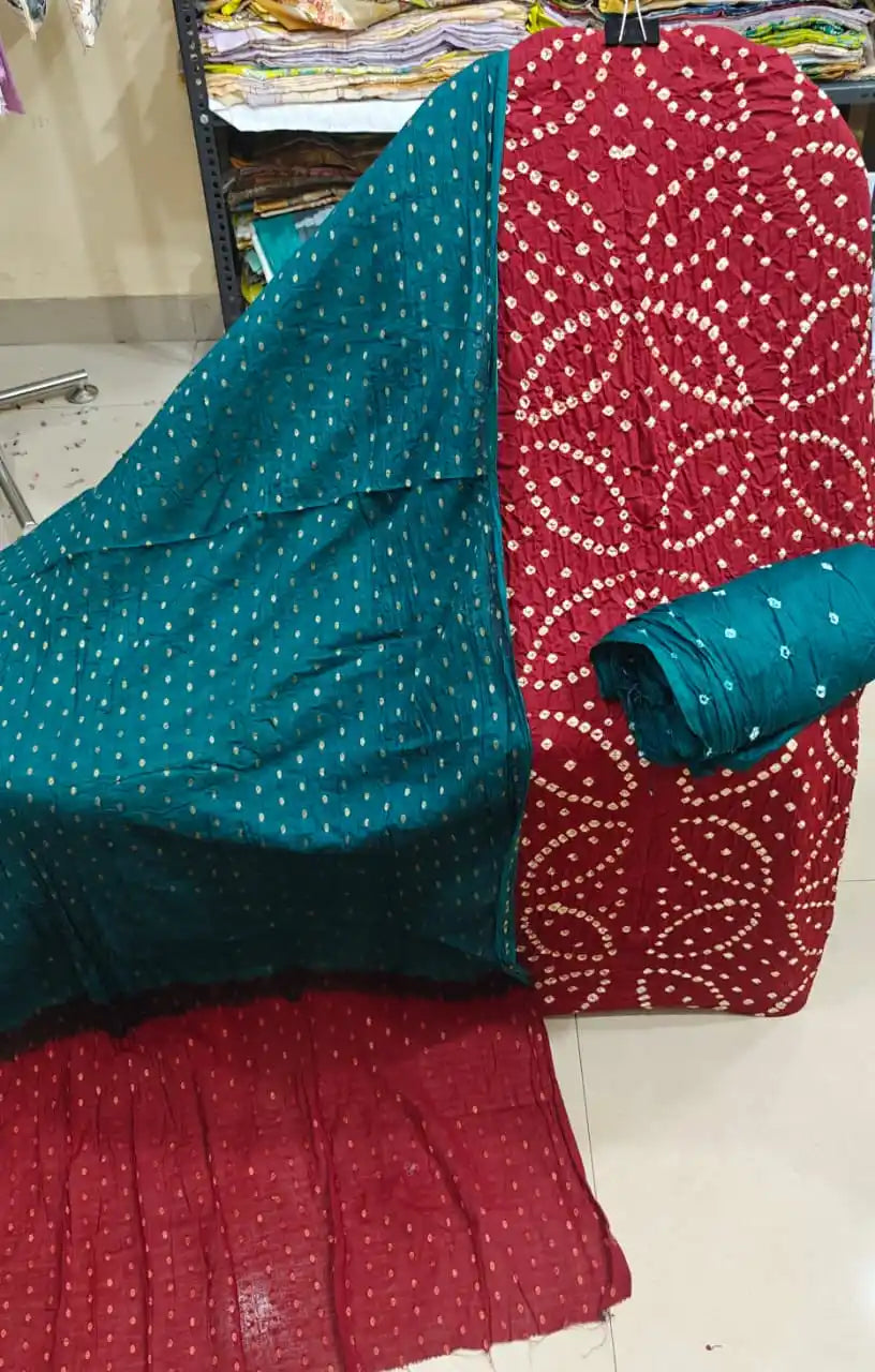 Cotton Bandhani Suit Fabric with Dupatta By ASC