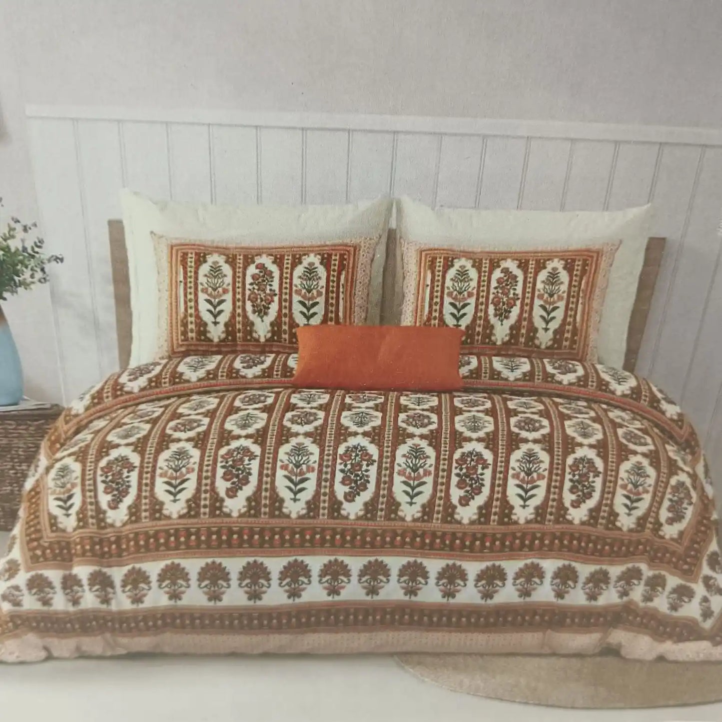 Fine micro flower motif premium cotton super king chaddar by ASC Fashion Store