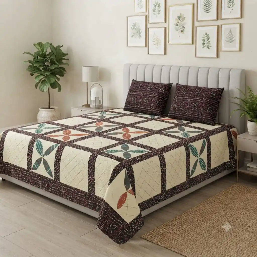 Traditional Indian heritage motif print super king bedsheet by ASC Fashion Store