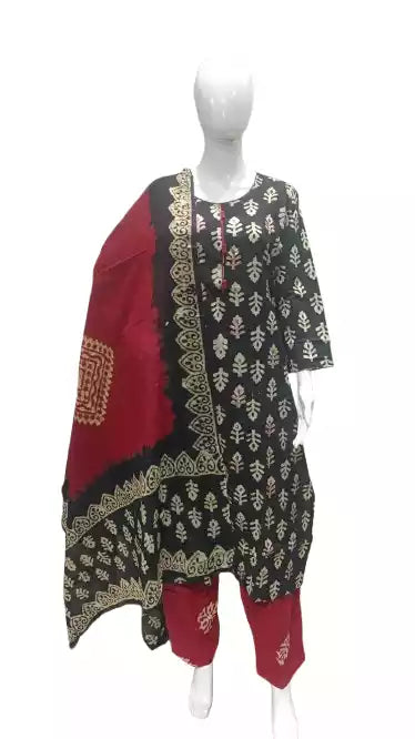 READYMADE COTTON BATIC SUIT, Cotton Batic Salwar, Mal Cotton Dual Tone Color Dupata
