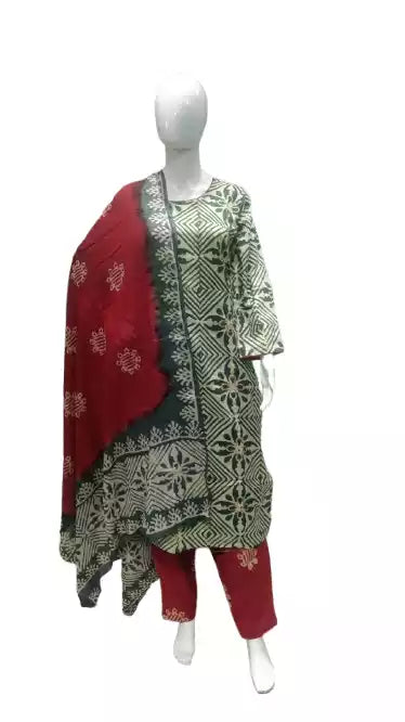 READYMADE COTTON BATIC SUIT, Cotton Batic Salwar, Mal Cotton Dual Tone Color Dupata