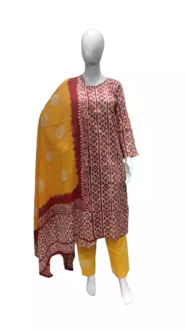 READYMADE COTTON BATIC SUIT, Cotton Batic Salwar, Mal Cotton Dual Tone Color Dupata