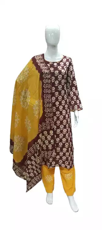 READYMADE COTTON BATIC SUIT, Cotton Batic Salwar, Mal Cotton Dual Tone Color Dupata