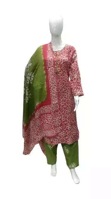 READYMADE COTTON BATIC SUIT, Cotton Batic Salwar, Mal Cotton Dual Tone Color Dupata